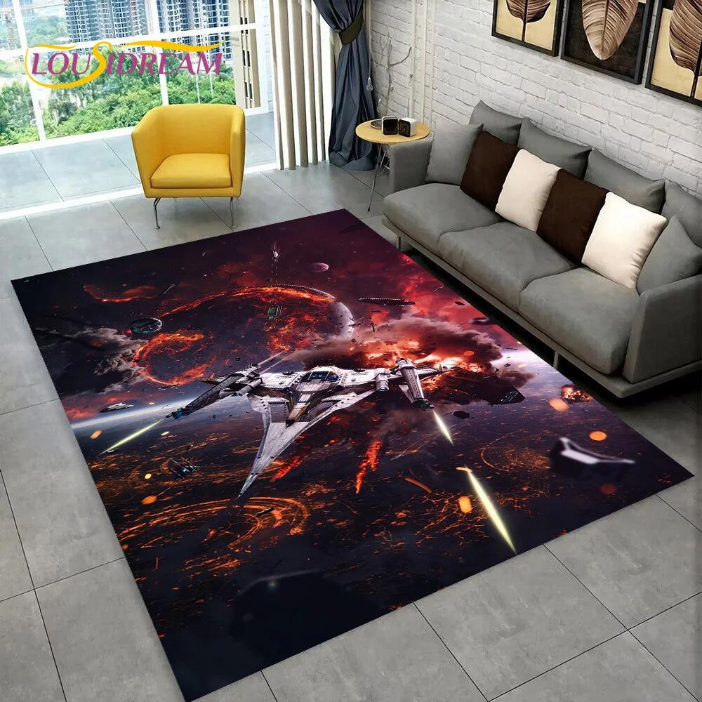 3D Spaceship Spacecraft UFO Cartoon Carpet Rug for Home Living Room Bedroom Sofa Doormat Decor,kids Area Rug Non-slip Floor Mat