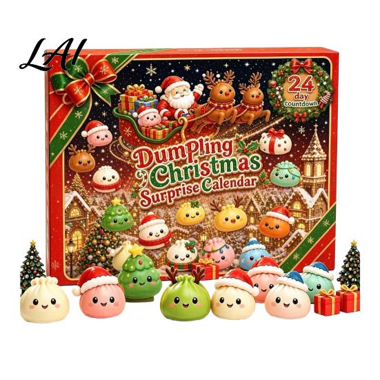 Family Christmas Tradition Squeezy Toy Advent Calendar 2026 24 Days Dumpling Toys Countdown December Daily Surprise Calendar Decor Jumbo Mini