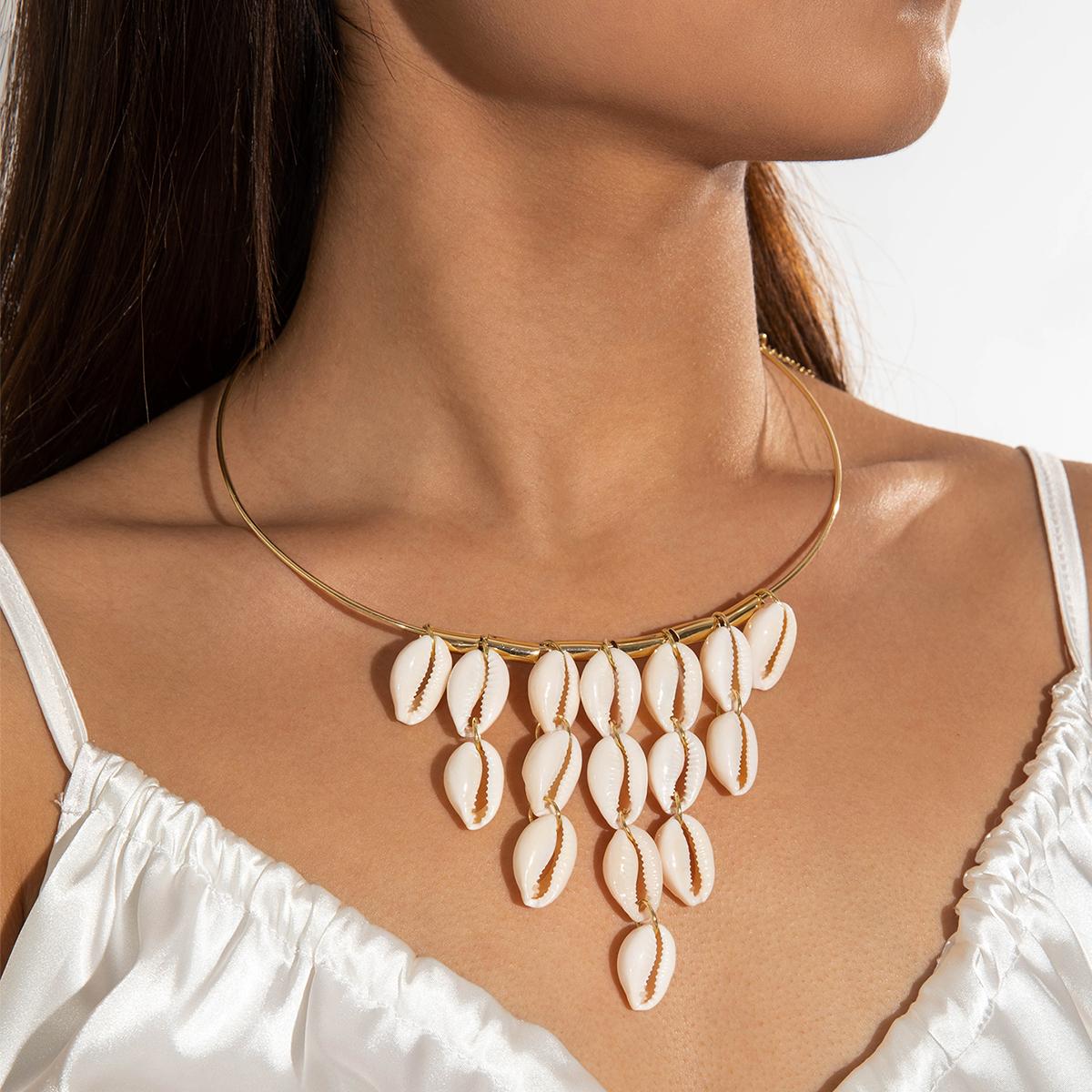 

Tocona Bohemia Multicolour Bead Shell Pendant Necklace for Women Fashion Summer Adjustable Geometric Jewelry Holiday Beach Gift