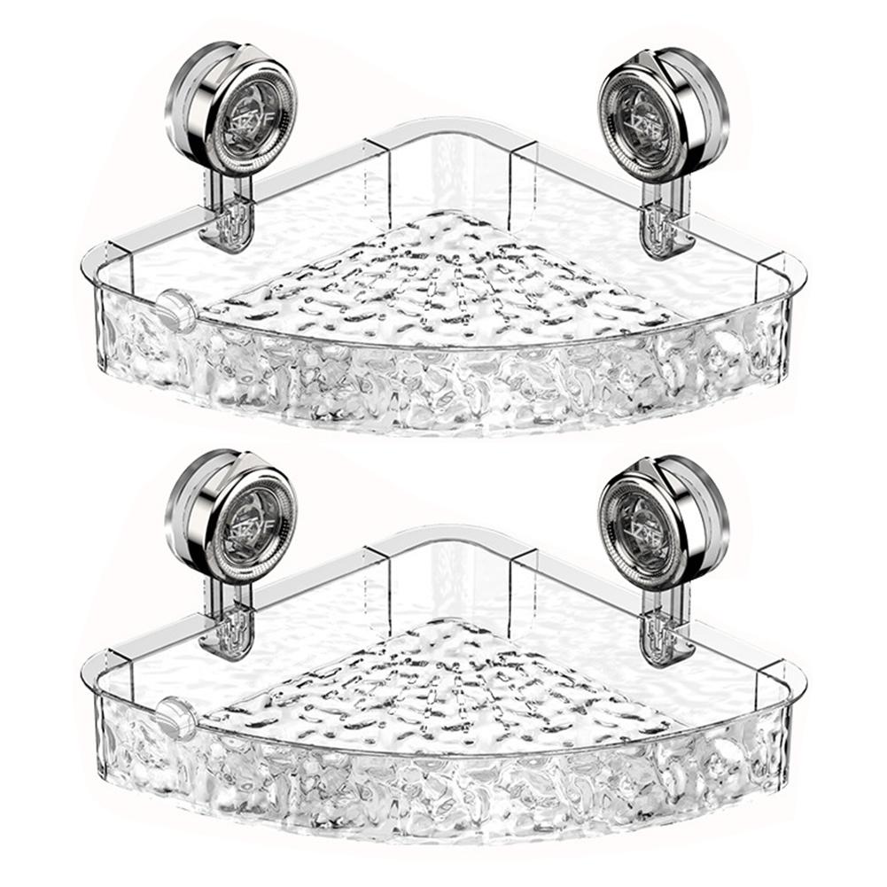 Glacier Pattern Transparent Storage Holder Punch-Free Strong Sucker Rack Suction Cup Storage Basket for Makeup Organizer Rack