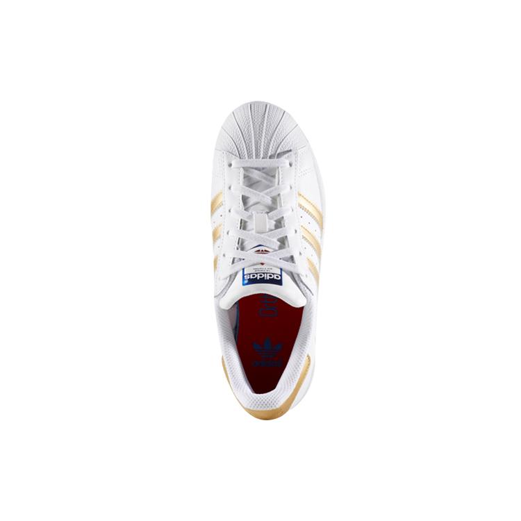 adidas Originals Superstar J Cow Leather Vintage Low Top Kids' Skateboarding Shoes White Gold Teenagers B39402