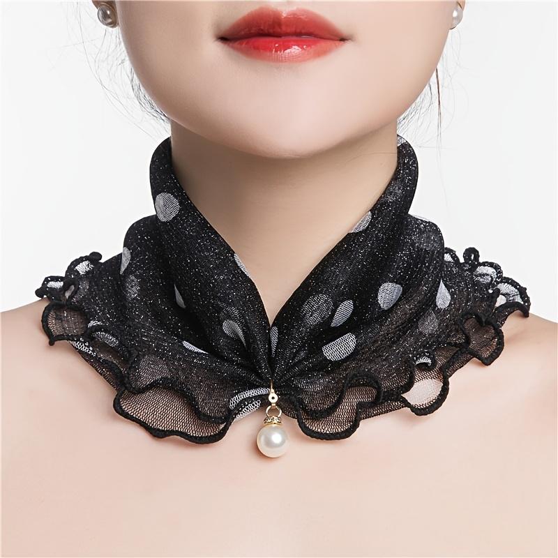 4 Stück Damen-Netz-Kopftücher, Chiffon-Schleier für den Hals, Modische und Elegante Leichte Schals für Frühling und Sommer, Vielseitige Halswickel