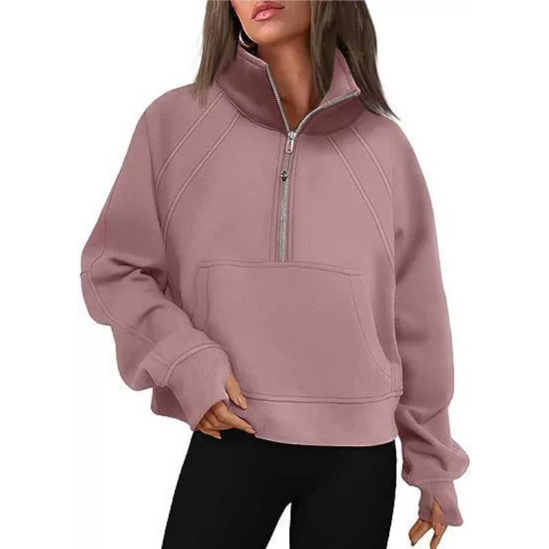 Yoga Wear Long Sleeve Hoodie With Pockets For Womens Casual Fitness