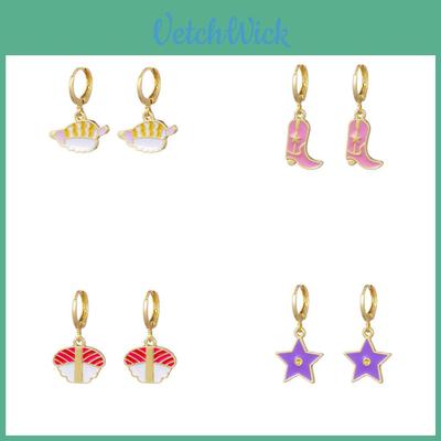 Trendy Alloy Rose Butterfly Cloud Earrings Fashionable Geometric Shapes For Street Style Photography