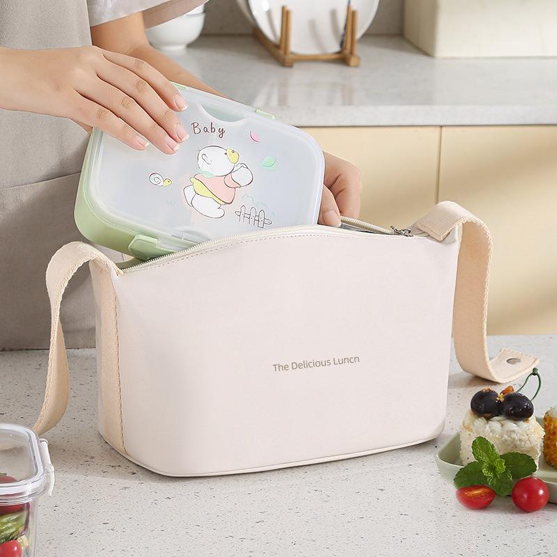 New PU Lunch Bag for Office Workers, Fashionable Single-Shoulder Insulated Lunch Bag, Outdoor Waterproof Picnic Bag