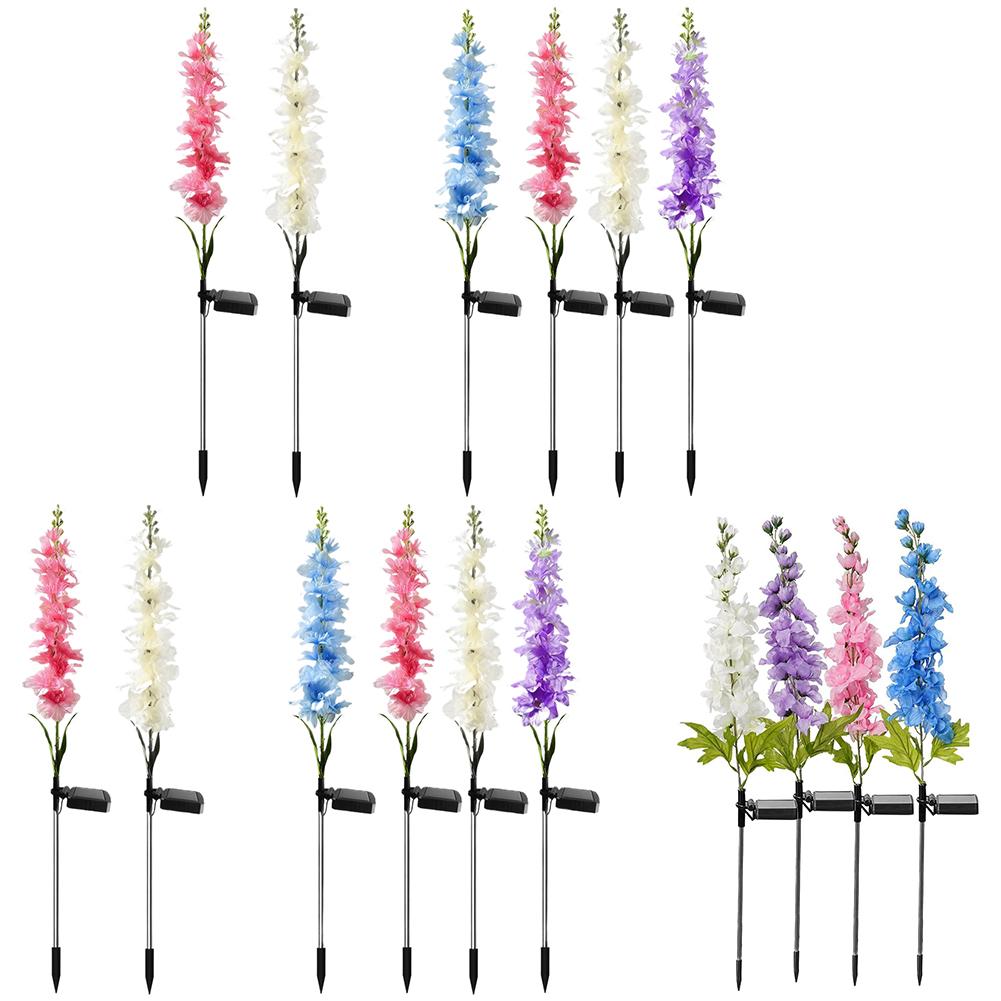 2/4Pcs Outdoor Solar Delphinium LED Light Colorful/Warm Light Solar Garden Lights IP65 Waterproof Yard Decor and Gift for Mother