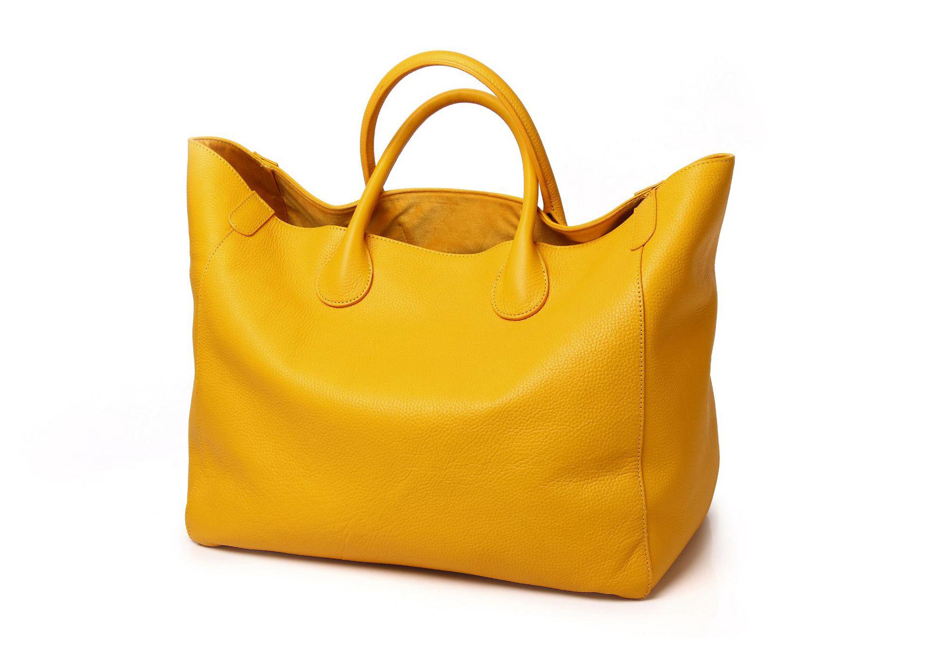 Schicke Leder-Tragetasche mit großem Fassungsvermögen - Stilvolles europäisches & amerikanisches Design 56cm gelb