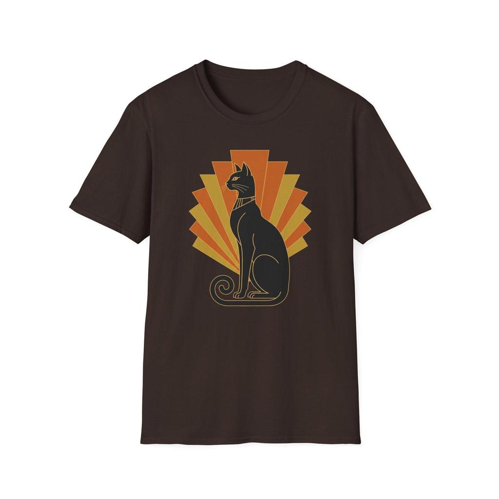 Halloween Egyptian Cat T-Shirt | Vintage Retro Sunburst Black Cat Tee | Spooky Witch Gift