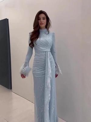 Elegantes Abendkleid mit langen Ärmeln für Damen, Frühling 2025