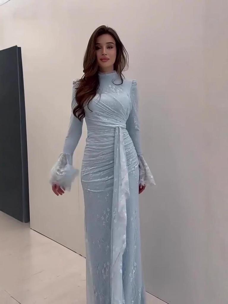 Elegant Spring 2025 Long Sleeve Evening Dress for Women