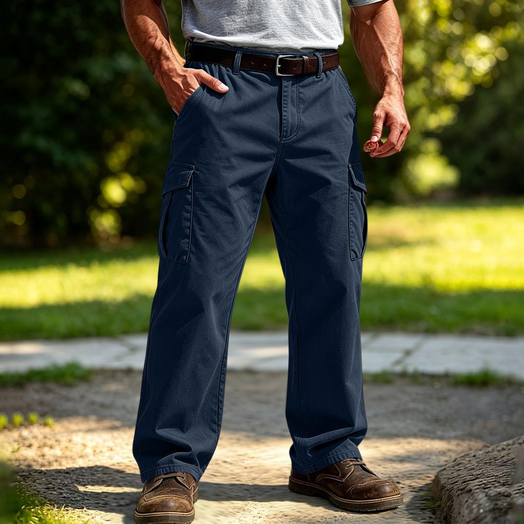 Men's Cargo Sweatpants with Elastic Waistband and Drawstring Straight Leg Joggers for Casual Everyday Wear