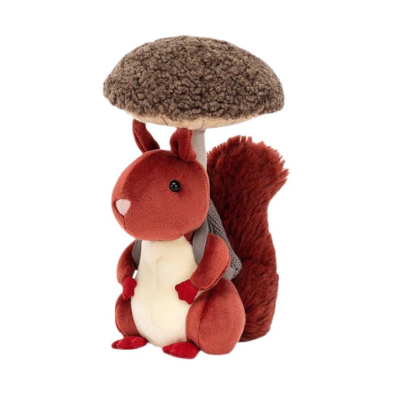 JELLYCAT Woods Animal Series Mushroom Picking Squirrel Comfort Doll Plush Doll 20cm High