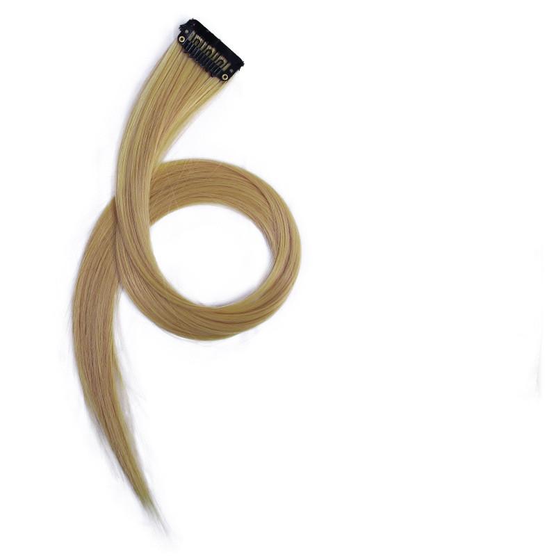 Gradiente invisível sem emenda natural cabelo de uma peça pendurado orelhas tingimento sintético peruca para cor cabelo longo destacando