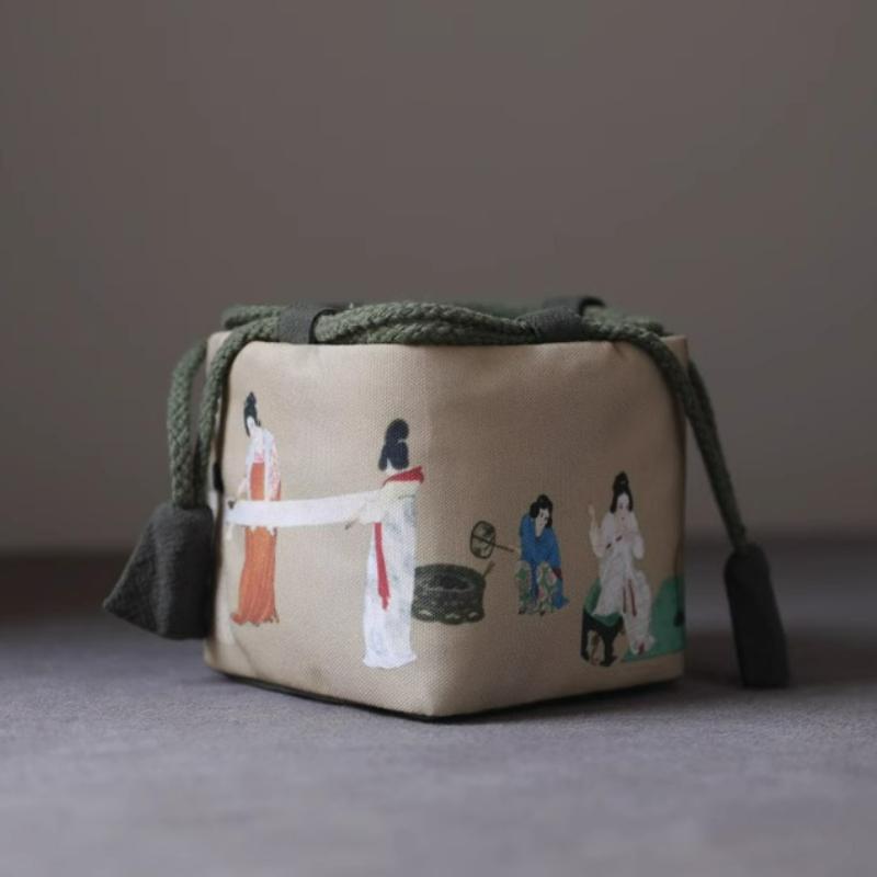 Vintage Portable Storage Bags Teaware Drawstring Bag Multifunctional Outdoor Travel Tea Set Teapot Teacup Cloth Storage Bags New