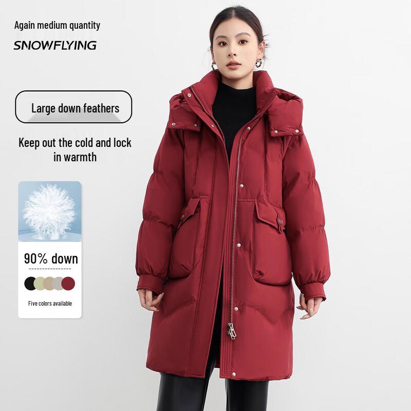 

Xuezongfei Women s Detachable Hood Mid-Length Down Jacket M