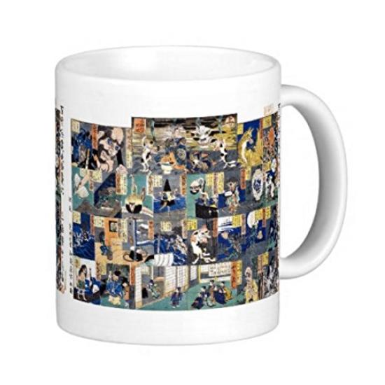 Utagawa Hundred Ghost Stories and Monsters Photo Mug Yoshikazu's "One Sugoroku" Mug (Ukiyo-e Series)