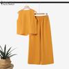 ZANZEA Seturi de două piese casual de vară pentru femei, bluze și pantaloni