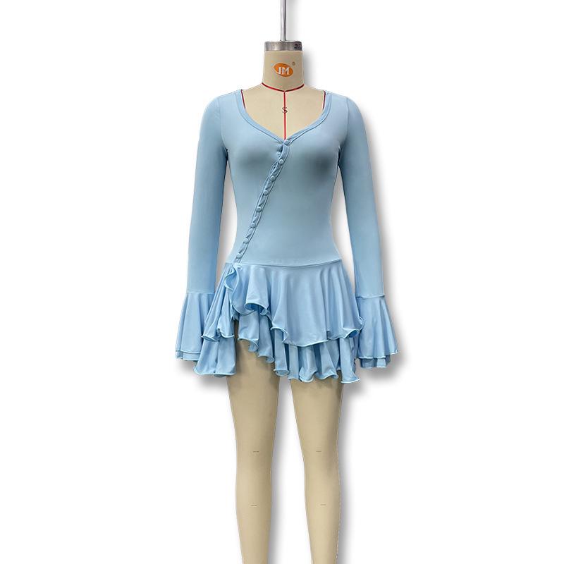 2025 Sommer Ausgestellte Ärmel Geraffte Taille Tief ausgeschnitten Sexy Kleid für Frauen