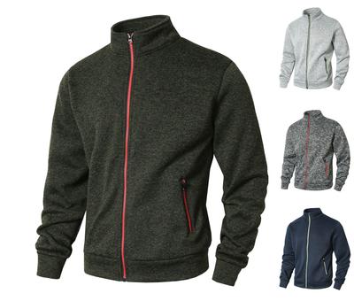 Men's Stand Collar Open Cardigan Sweater Ions Plush Knitted Coat