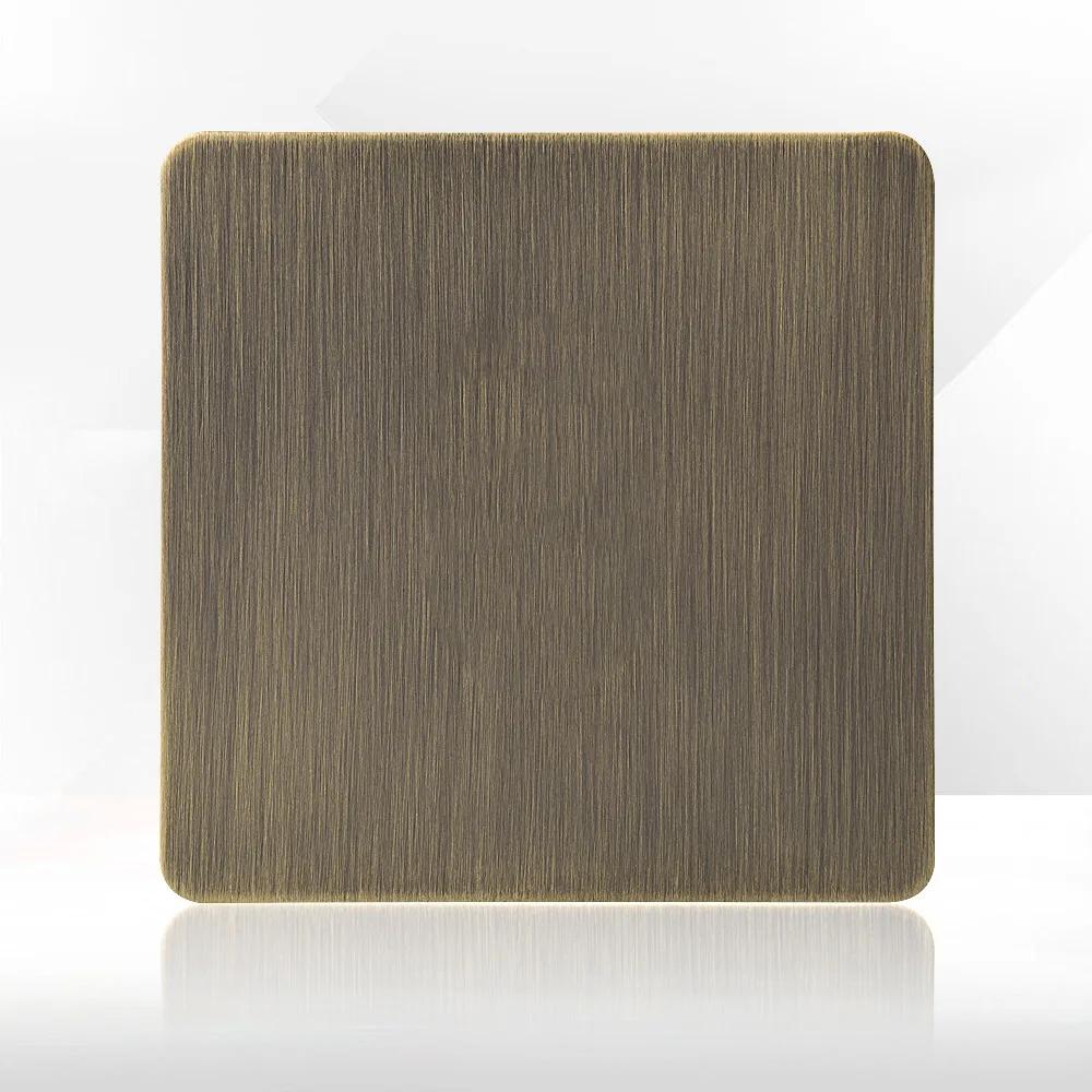 Retro Eu Metal Panel Wall Toggle Light Switch Socket,Bronzed Antique Stainless Steel German 16A Socket with USB Phone Charging