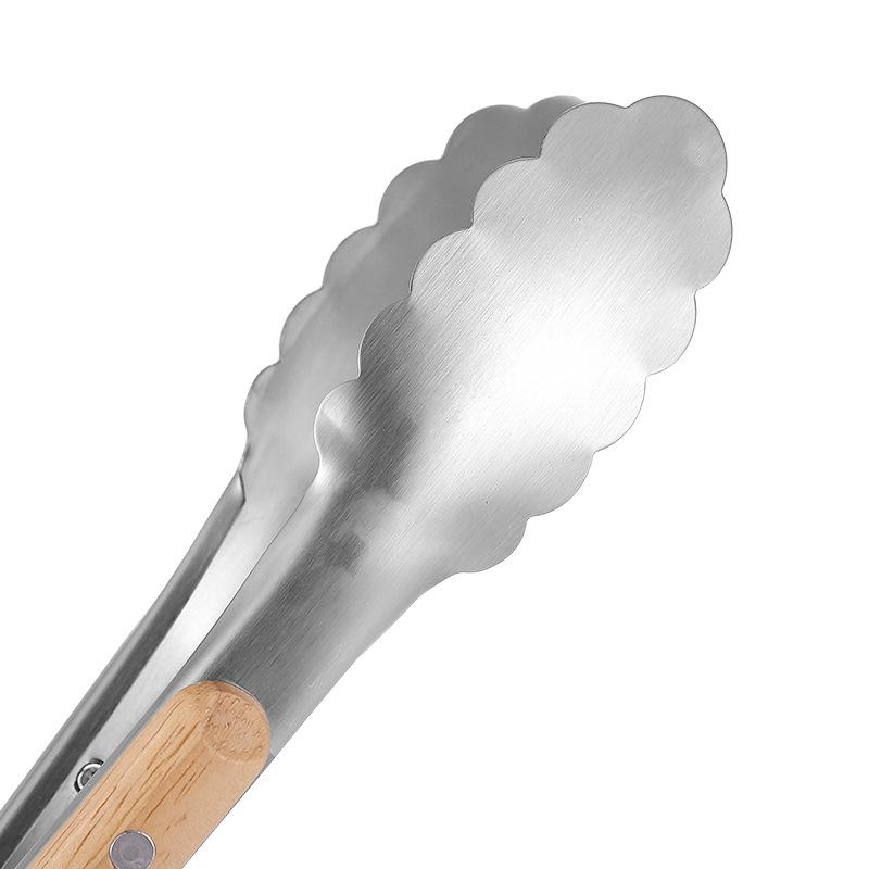 Eichengriff Edelstahl Grillzange - Koreanischer Stil Grillen mit Überlänge