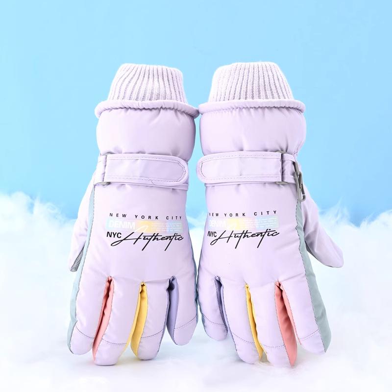 2025 new ski gloves women's winter warm thickened cotton cold play snow water can ride and drive