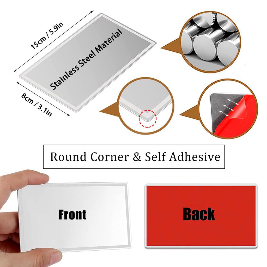 Car Visor HD Vanity Portable Seat Back Stainless Steel Universal Car Interior Vanity Mirror Mirror, Self-Adhesive Mirror,
