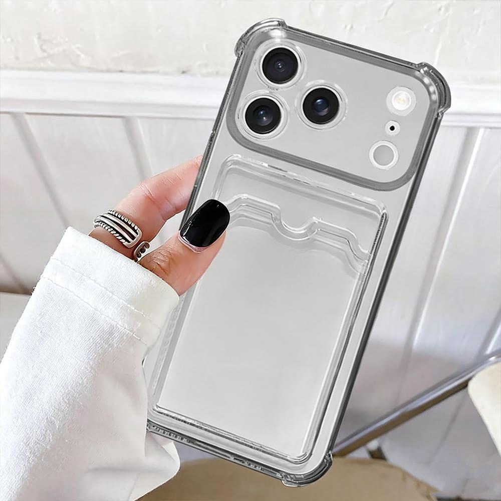 Clear Wallet Card Holder Case for Iphone Air 17 E 16 Pro Max 15 Plus 14 13 12 Mini 11 Xr Xs Max 17Pro Shockproof Slim Fit Protective Soft Wallet Cover