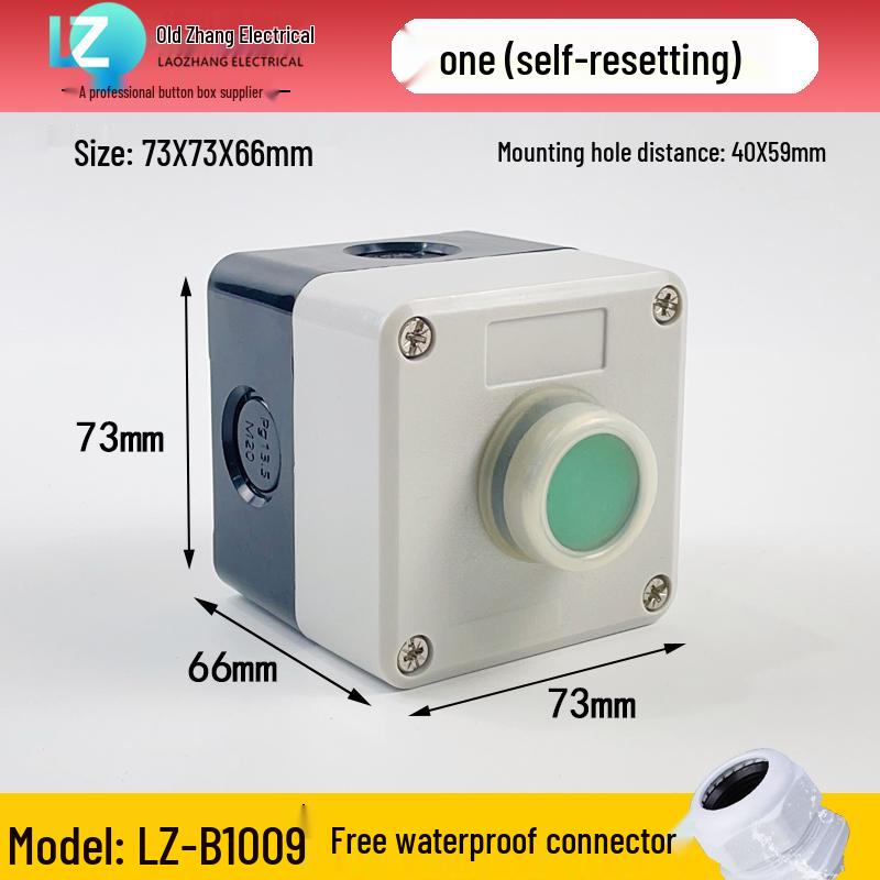 IP65 Waterproof Button Box with Emergency Stop & Indicator Light - 12345-Hole Plastic Enclosure