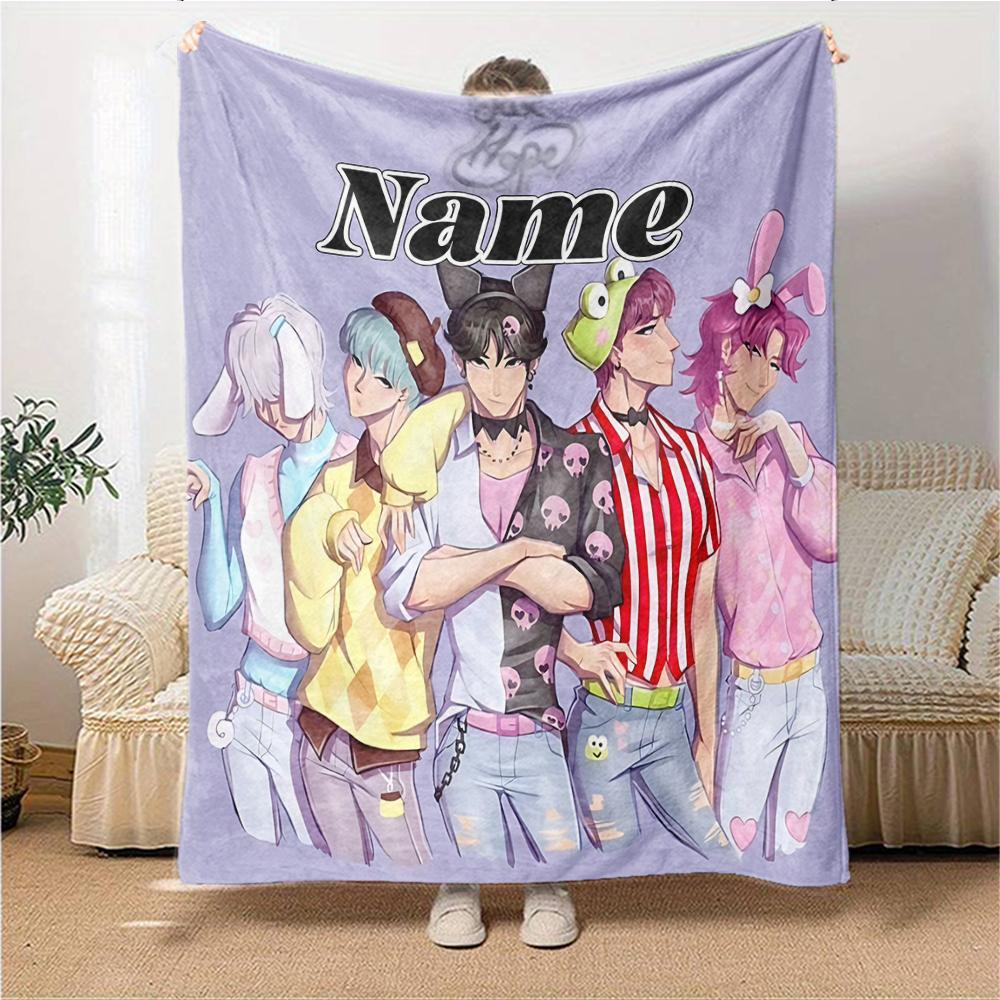 Custom Name Name'S Dynamic Duo Party Blanket For Couch Bed Plush Cozy Fuzzy Blanket Super Soft Warm Blankets For Fall And Winter 0916208