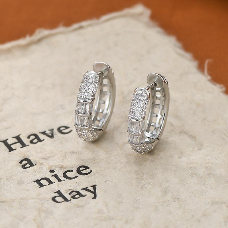 Ear Buckle Zirconia Geometric C-shaped Earrings Delicate Shine Zircon Cute Earrings Female Buckle Fashion Jewelry Women Party Gift Accessories