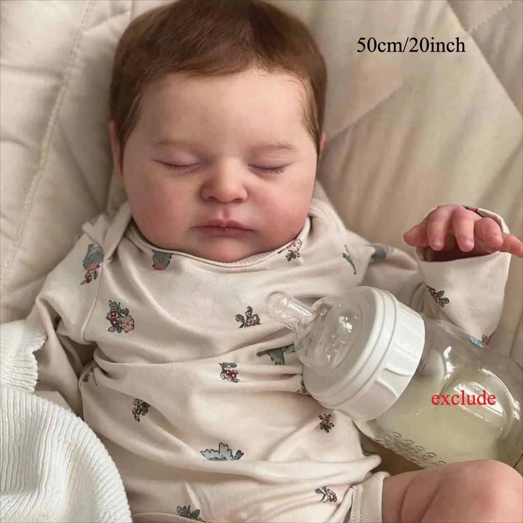 BZDOLL Cloth Body Vinyl Limbs 50CM 3D-Paint With Visible Veins Reborn Baby Sleeping Doll Toy For Girl Lifelike Collectable Doll Handmade Birthday Gift