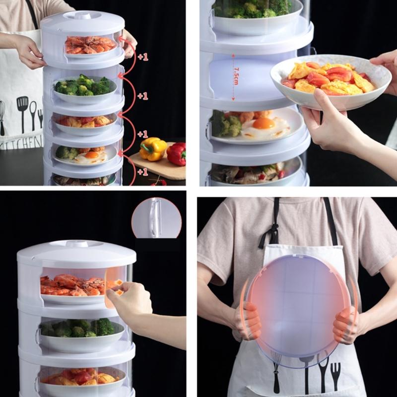 Food Insulation Covers 3/4/5 Layer Transparent Stackable Dustproof Leftovers Food Storage Container Kitchen Organization