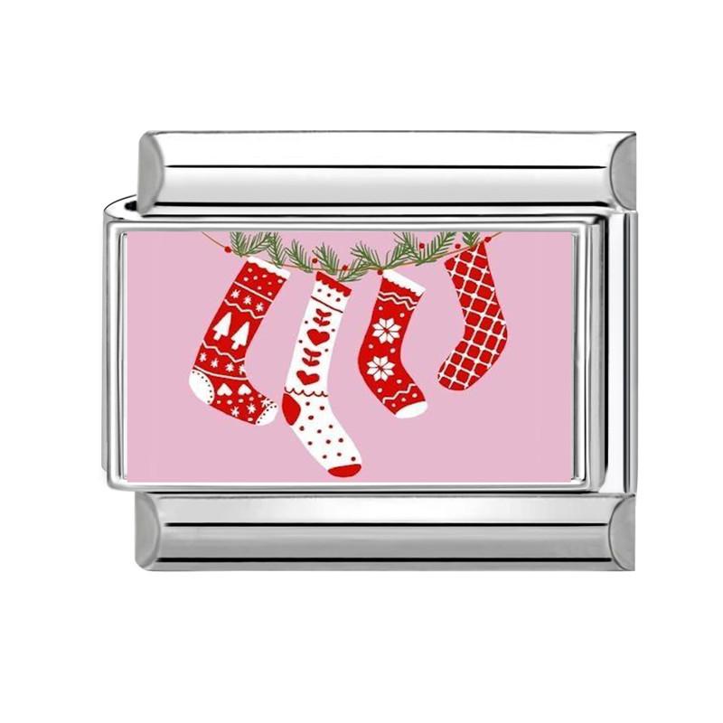 Cute Snowman Dog Santa Claus Snowflake Christmas Tree Italian Charm Links Fit 9MM Stainless Steel Bracelet Women Men DIY Making