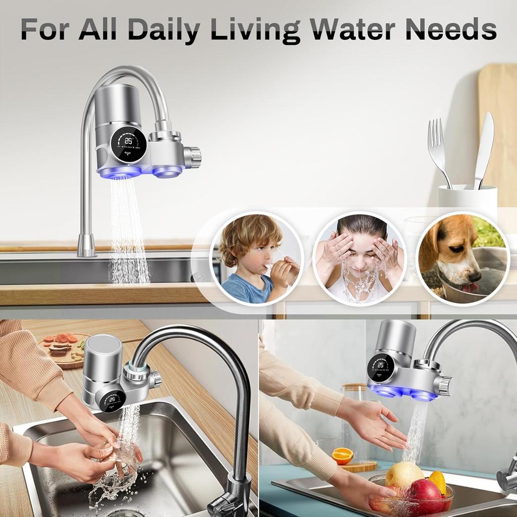 Faucet Mount Water Filtration System, LED Digital Display Faucet Tap Water Filter, NSF Certified to Reduce Chlorine Heavy Metals and Bad Taste w/13