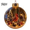 LED Christmas Baubles Glowing Scene Ornament Ball with Light for Tree Hanging And Tabletop Festive Lamps Decor, Transparent Acrylic Holiday