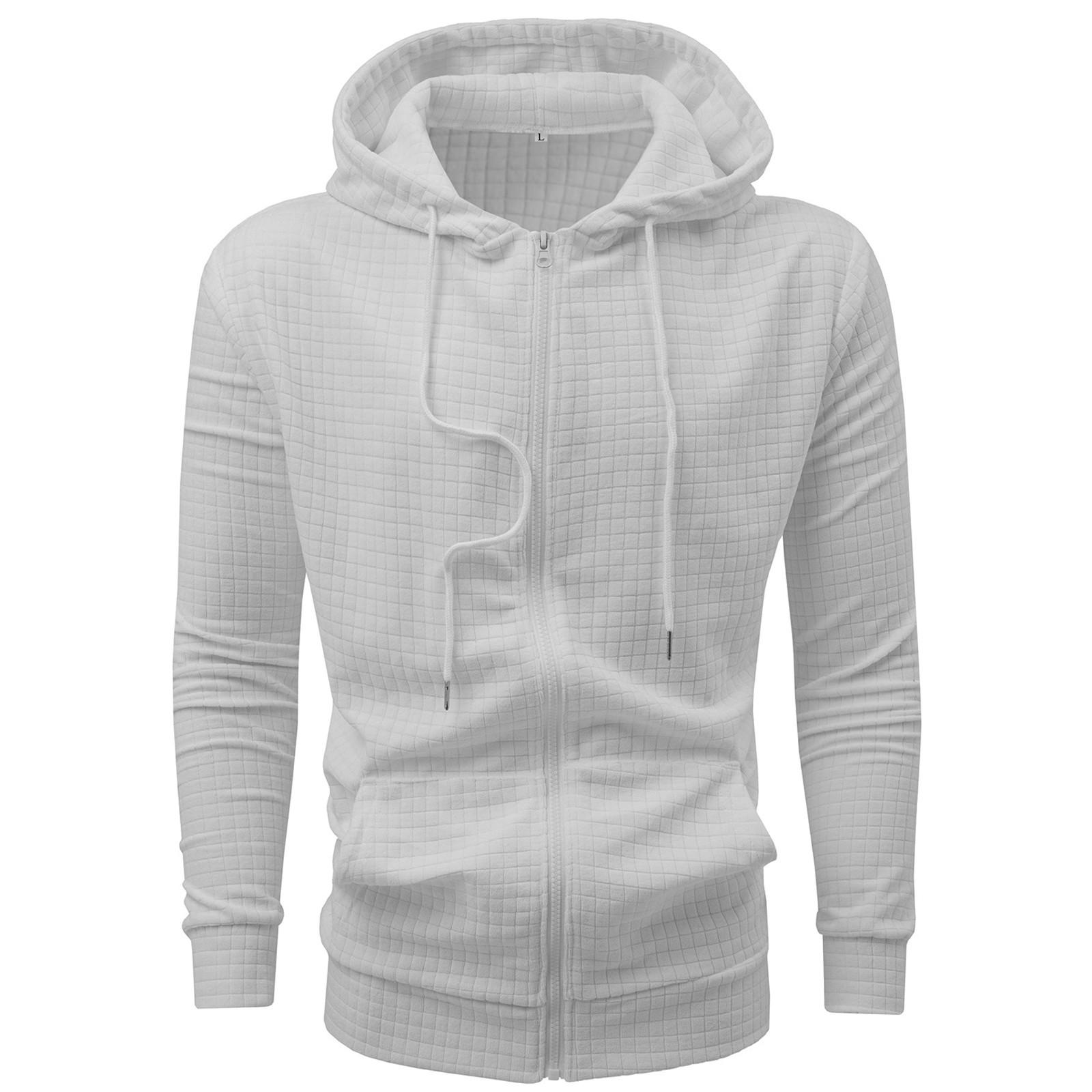 

Мужская толстовка с капюшоном на молнии с длинными рукавами, модная повседневная толстовка с капюшоном на молнии XL белый