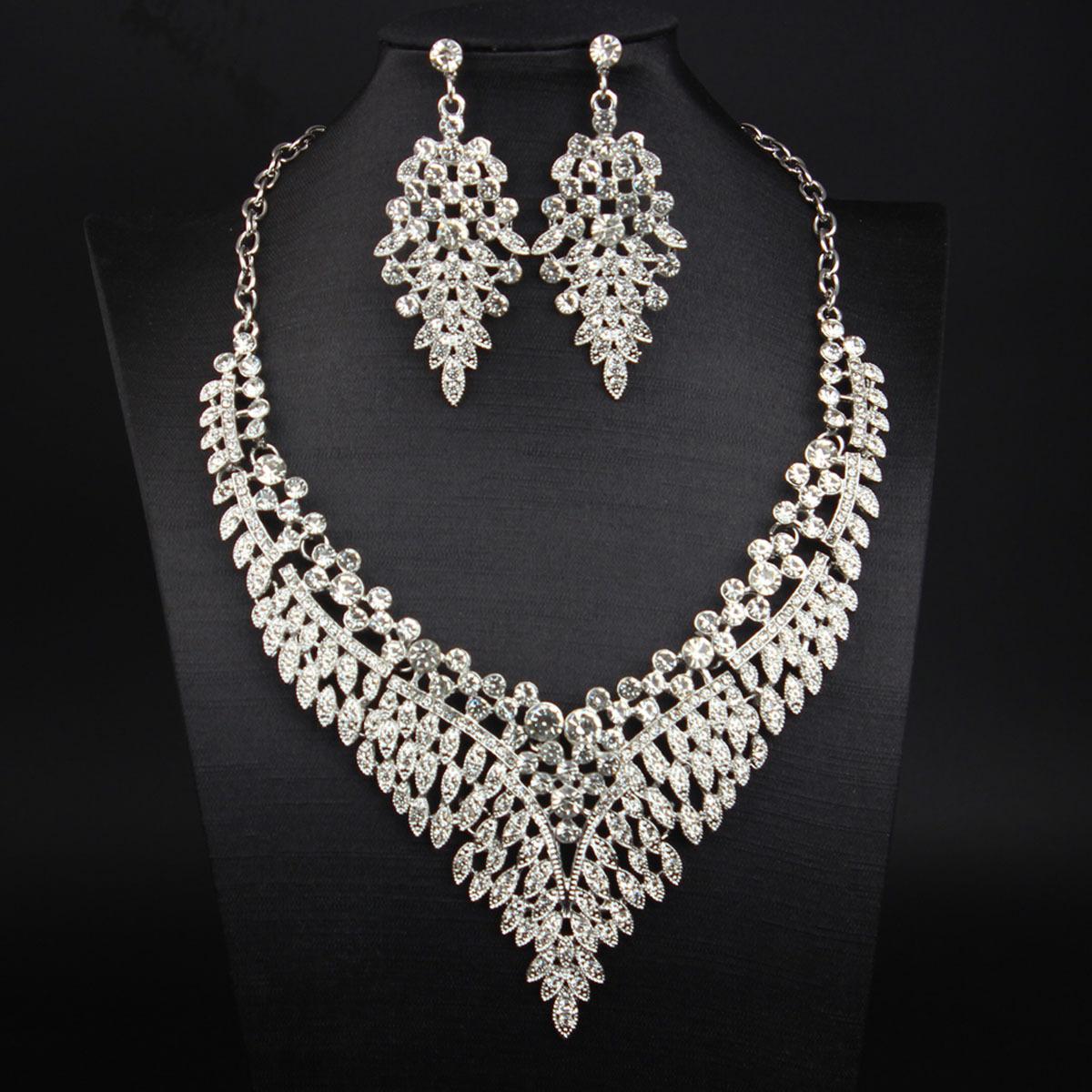 

Yiwu Jewelry Exaggerated Full Of Diamonds Temperament Роскошный комплект ожерелья и серег для женщин, платье, аксессуары для ужина