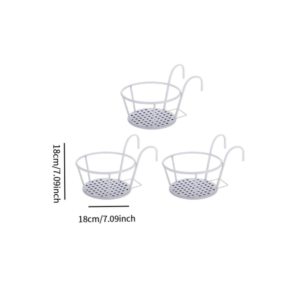 3 Pieces Hanging Planters Basket Home Railing Round Hanging Railing Planter
