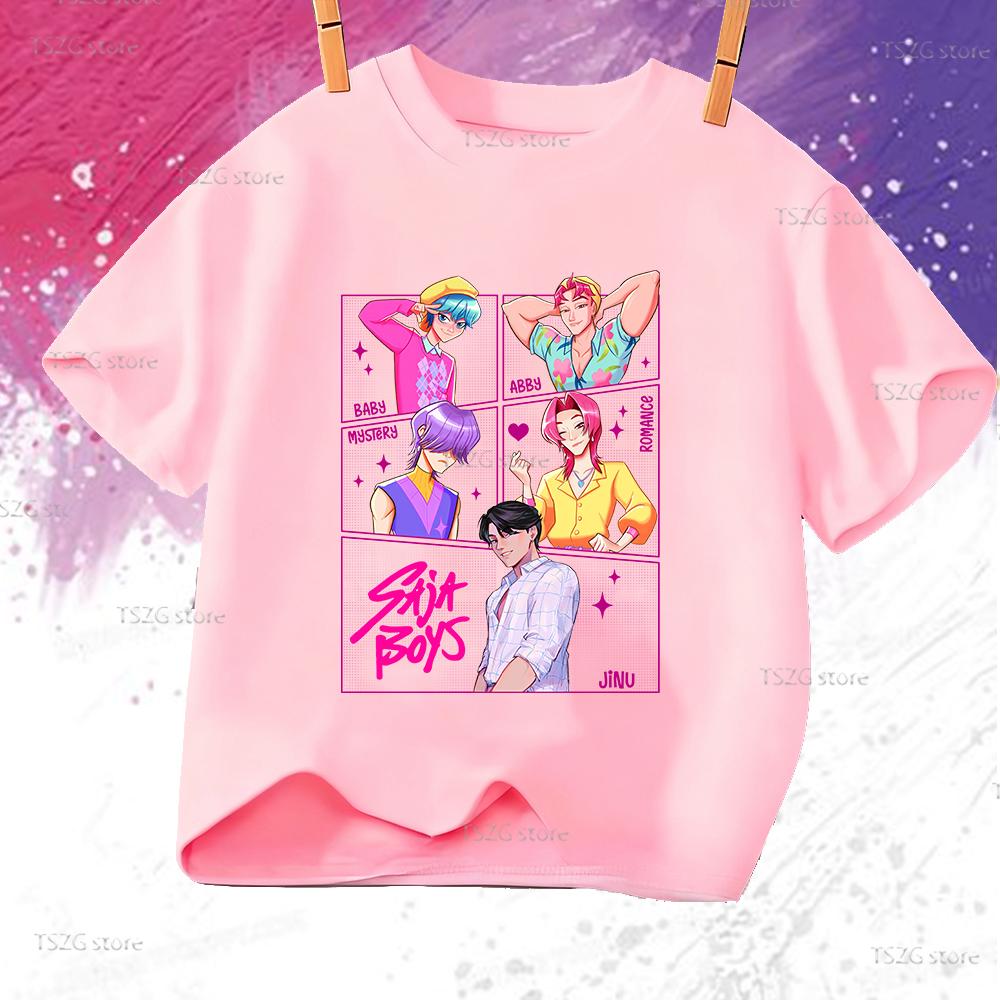 Sommer Anime KPop Dämonenjäger Saja Boys Print Kinder T-Shirt Tops Mode Kinderkleidung Kurzarm Fans Geschenk T-Shirt