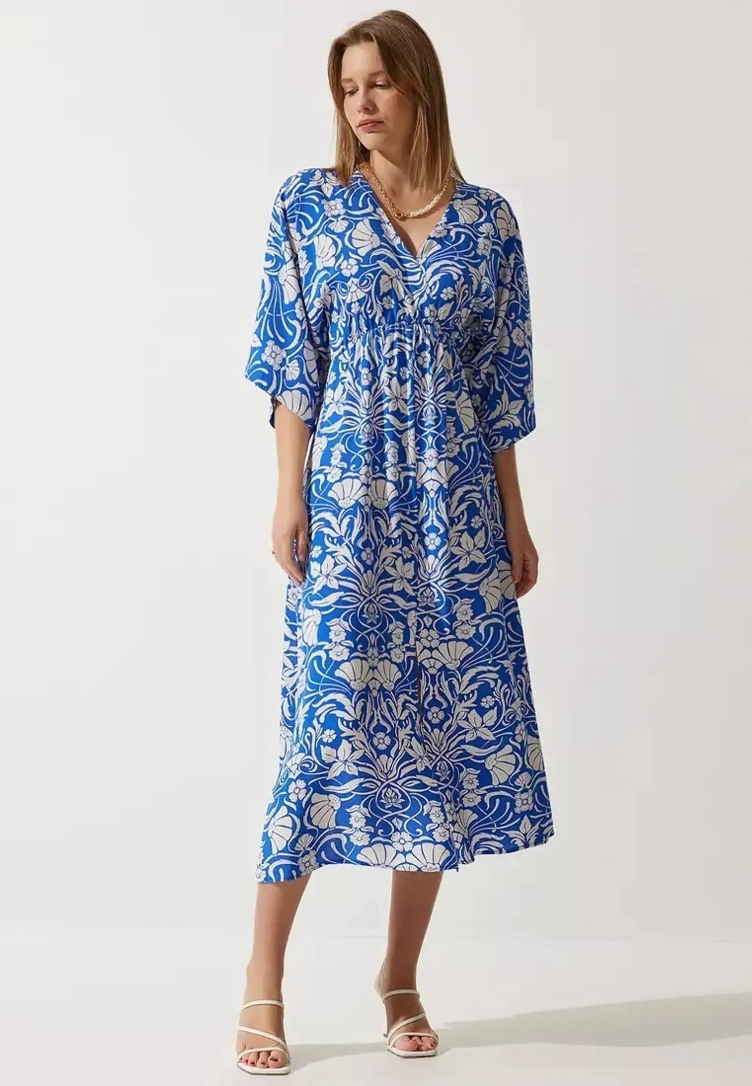 Женское приталенное платье-макси синего цвета S синий