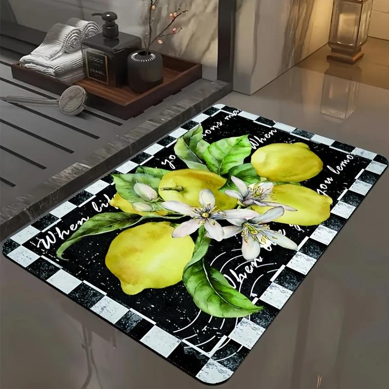 

Мягкий бархатный коврик с лимонным принтом – Яркий кухонный коврик с нескользящей основой | Очаровательный декор для столешницы для светлых, жизнерадостных кухонных пространств 60*90cm