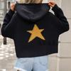 2024 Autumn/Winter Hoodie Knitted Sweater With Pocket, Long Sleeve, Pentagram Commuter Knitted Sweater For Women