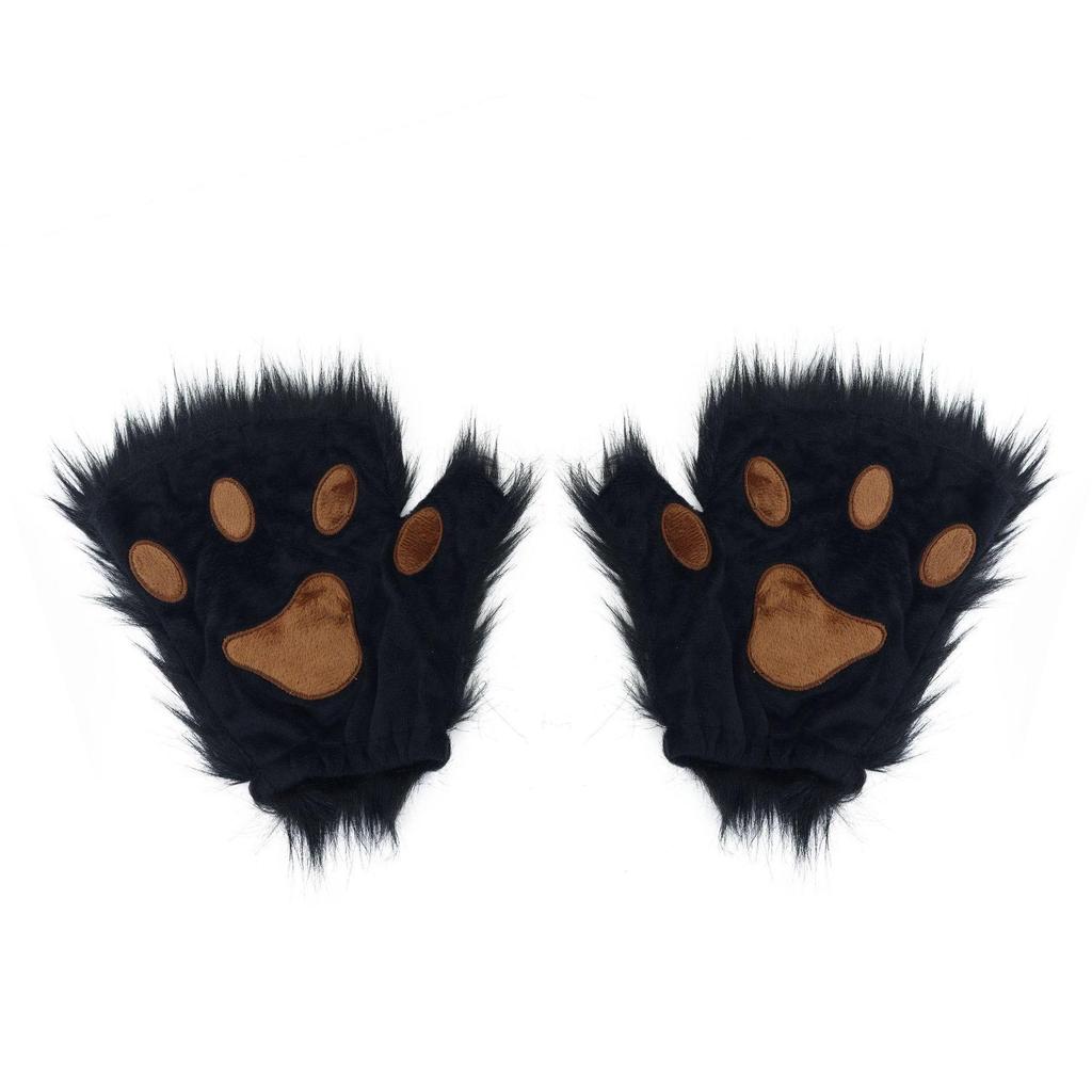 Weihnachts-Cosplay-Set: Niedliche Bärenpfoten-Handschuhe & Plüsch Waschbär Halbmaske