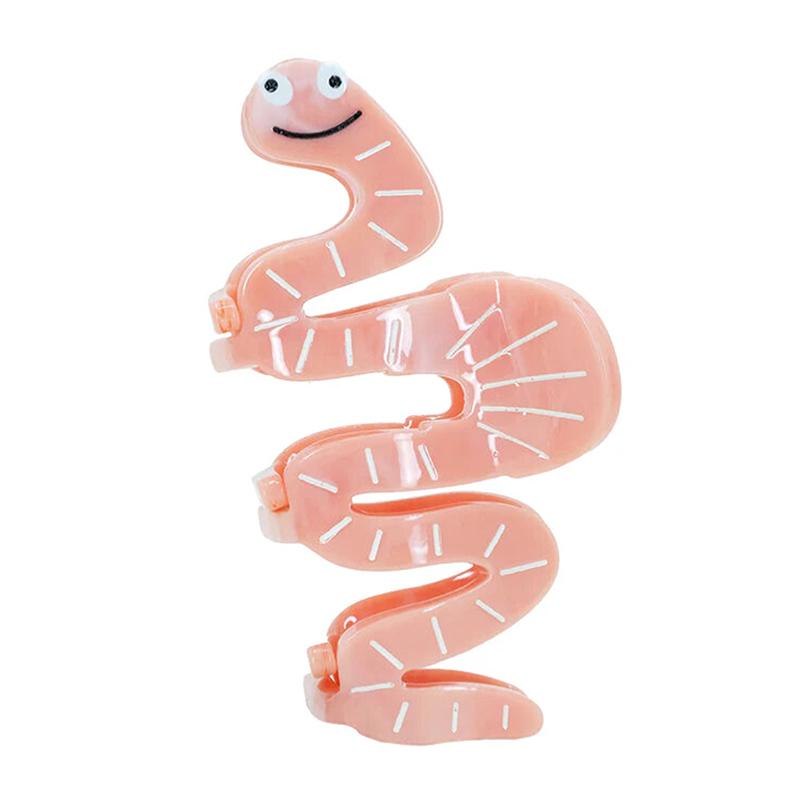 Fashionable Cute Insect Hair Claw Clip Women'S Shark Clip Personalised Plastic Pink Worm Hair Claw Clip For Women Girls Gift