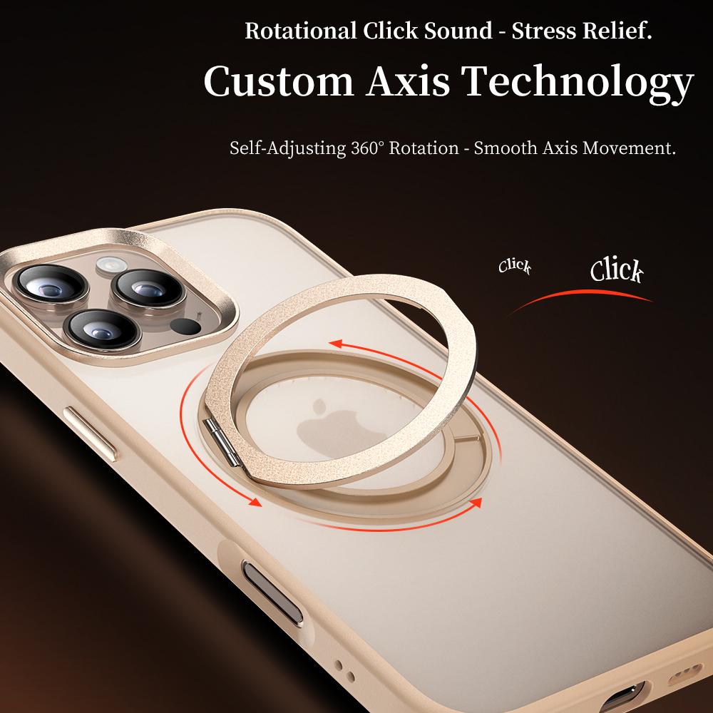 For iPhone 16 Pro Max Case Rotating Magnetic Kickstand TPU+PC Protective Cover
