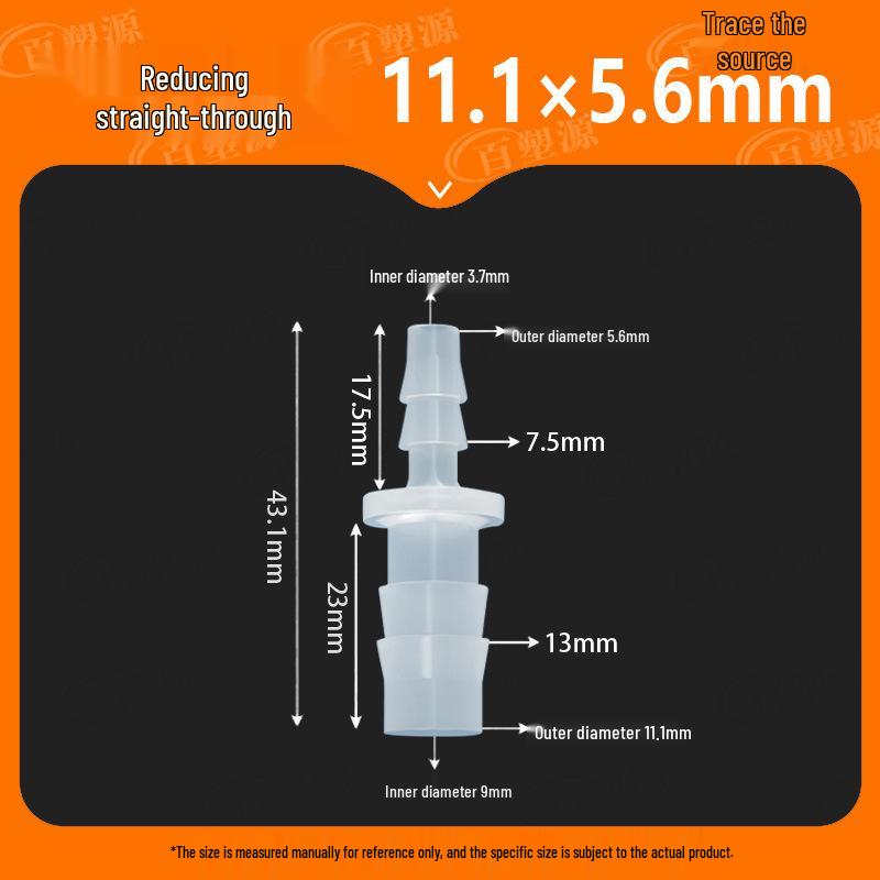 Two-Way Straight Through Plastic Hose Reducer Connector for Fish Tanks