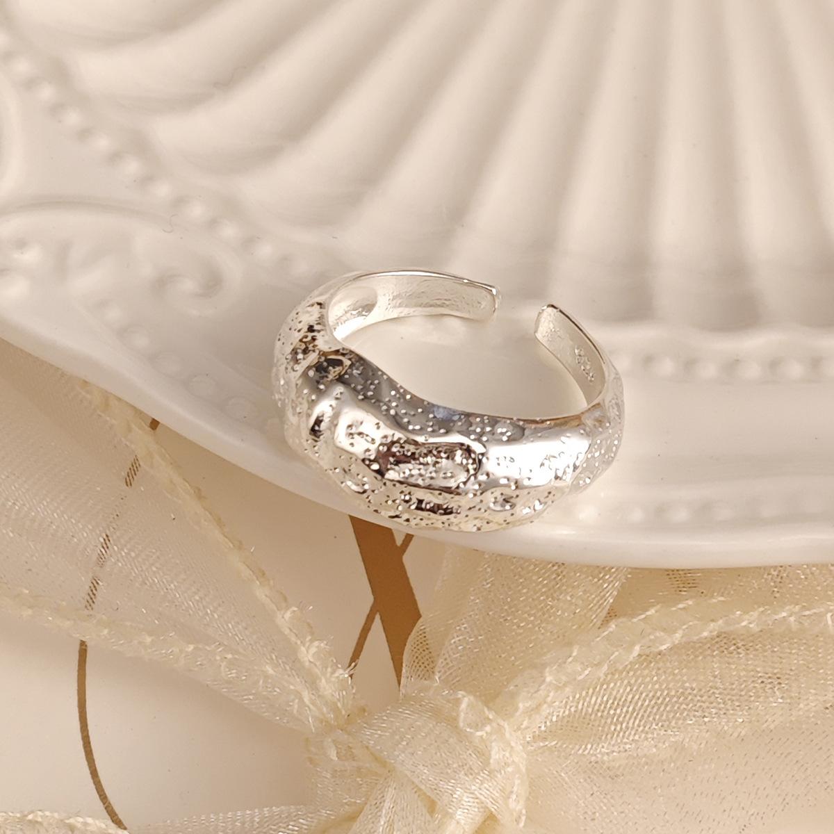 Minimalist Irregular Surface Texture Texture Open Ring, Fashionable Niche High-End Sense Adjustable Index Finger Ring