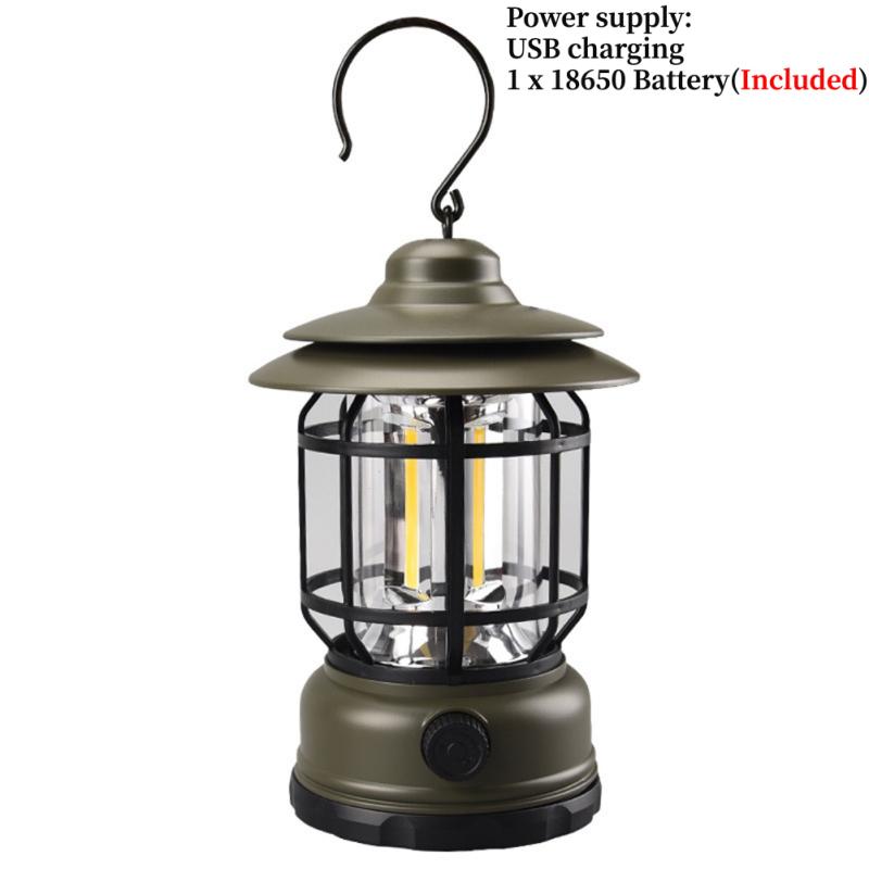 Outdoor Cob Camping Light Multifunctional Retro Portable Led Hanging Emergency Lamp Tent Light