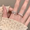 Korean Silver Color Pearl Bowknot Rings for Women Minimalist Elastic Bead Ring Wedding Aesthetic Jewelry